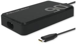 Qoltec 90W GaN Szuper Gyors SLIM tápegység | PD | 5-20V | 4.5A | USB-C 3.1 | Laptop | MacBook | Okostelefon | + kábel (QC-52422)