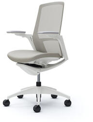 Okamura Finora prémium ergonomikus irodai szék - fehér váz, fehér keret, szürke szövetes ülőlap, fehér lábkereszt