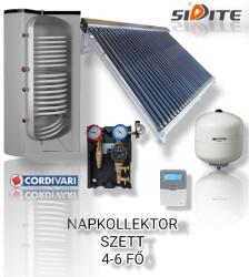 Napcsap 4-6 fő részére napkollektoros rendszer: 30 vákuumcsöves napkollektor + 300 literes Cordivari 1 extra hőcserélős álló bojler + ECO szivattyú állomás + vezérlés + tágulási tartály (SZETT_4-6_30VCS1XL300
