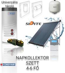 Napcsap 4-6 fő részére síkkollektoros szett: 1 db 30 csöves Big-Pipe napkollektor, Cordivari 300 literes 1 hőcserélős bojler, szivattyú állomás vezérléssel, tágulási tartály (COR_SZETT_30VCS_300L_1HCS-46PR_NA