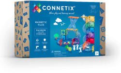  Connetix csempe - Mágneses építőkészlet szivárványos labdapálya 66 db (13882599)