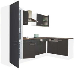 Leziter Yorki 280 sarok konyhablokk fehér korpusz, selyemfényű antracit fronttal alulagyasztós hűtős szekrénnyel (LS280FHAN-AF)
