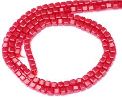 Rubin Natural Incalzit - Ruby Glass Filled Cub Fatetat 4x4 mm - Cristalul Protectiei si Stralucirii Interioare