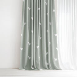 Goldea draperie 100% bumbac - inimioare pe verde salvie 280x150 cm