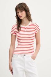 Tommy Jeans pamut póló női, piros, DW0DW19502 - piros S