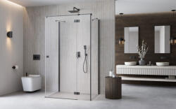 Radaway ? Essenza Brushed GunMetal ? KDJ+S ? szögletes ? szálcsiszolt fegyvermetál zuhanykabin 110x80 átlátszó balos (13901)