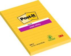 3M Öntapadó jegyzettömb, 102x152 mm, 90 lap, vonalas, 3M POSTIT Super Sticky , sárga (7100172740) - tabexpress