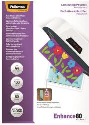 Fellowes Meleglamináló fólia, 80 mikron, A4, fényes, öntapadó, 100 db, FELLOWES (5302202) - tabexpress