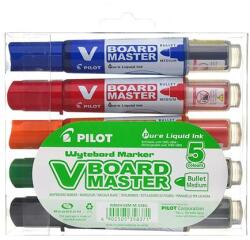 Pilot Táblamarker készlet, 2, 3 mm, kúpos, PILOT V-Board Master , 5 különböző szín (WBMA-VBM-M-S5)
