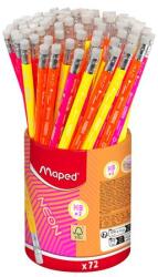 Maped Grafitceruza radírral, ceruzatartó, HB, háromszögletű, MAPED Black Peps Neon , vegyes színek (853789FC) - tabexpress