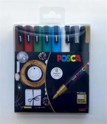 uni Dekormarker készlet, 0, 9-1, 3 mm, UNI Posca PC-3M Holiday , 8 különböző szín (2UPC3MH8C) - tabexpress