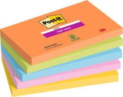 3M Öntapadó jegyzettömb, 76x127 mm, 5x90 lap, 3M POSTIT Super Sticky Boots , vegyes színek (7100258793) - tabexpress