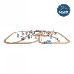 Little Dutch Set de sine de tren din lemn cu 107 piese - Little Railway Collection - Little Dutch