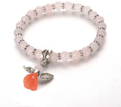  Rózsakvarc Angyal Charm Karkötő (K50) 6mm Csukló átmérő: 4, 8cm