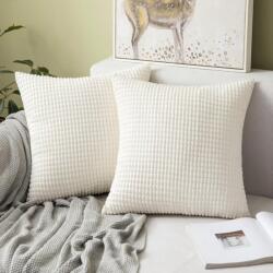 MIULEE Fete de perna decorative 30x30 cm, set 2 buc, velur, alb Lenjerie de pat