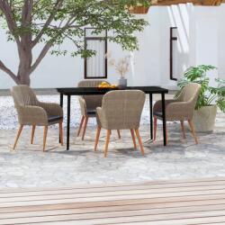 vidaXL Set mobilier grădină cu perne, 5 piese, maro (3099525)