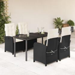 vidaXL Set mobilier de grădină cu perne, 5 piese, negru, poliratan (3212304)