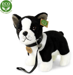 Rappa Élethű Boston terrier plüss kutya pórázzal 23 cm