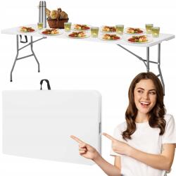 SPRINGOS Kerti asztal összecsukható vendéglátó bankett fehér 180x75 cm (GF0051)