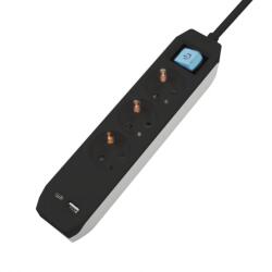 Spacer 3 Plug + 2 USB 3 m Switch (PP-3-30B-TC-USB)
