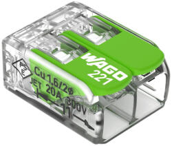 Wago kettes sodrott vezeték összekötő Green újrahasznosított 0, 2-4 mm2 32 A (221-422) (221-422)