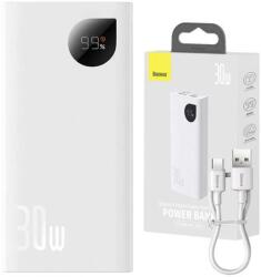 Baseus Acumulator extern Baseus Adaman2, Digital Display, Incarcare rapida, 10000 mAh, 30W VOOC Edition, cablu USB-A la USB-C inclus (Alb)