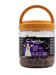 Agility Recompense delicioase pentru caini Agility LSN-26, cuburi de rata si cod, 500g