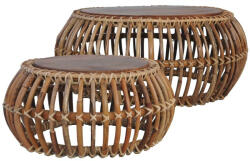 vidaXL 2 db természetes rattan dohányzóasztal (VD283082)