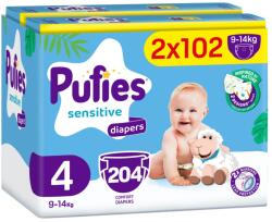 pufies Scutece pentru bebeluși Pufies Sensitive - Maxi, mărimea 4, 204 buc, 9-14 kg, Mega Pack 2 (54000233)