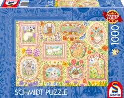 Schmidt Spiele Puzzle Schmidt din 1000 piese - Pisici nobile printre flori (59792) Puzzle