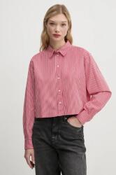 Tommy Hilfiger camasa din bumbac femei, culoarea rosu, cu guler clasic, relaxed, DW0DW19354 PPYA-KDD00R_33A (DW0DW19354)
