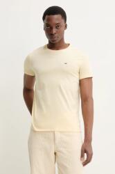 Tommy Jeans tricou din bumbac barbati, culoarea galben, neted, DM0DM04411 99KK-TSM00Z_10X (DM0DM04411)