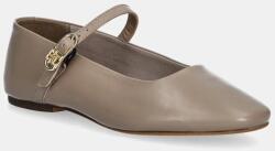 Tommy Hilfiger balerini de piele LEATHER MARYJANE BALLERINA culoarea bej, FW0FW08651 PPYA-OBD143_80X (FW0FW08651)