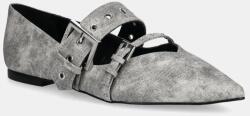 HUGO balerini de piele Maridia culoarea gri, 50536406 PPYA-OBD07C_90X (50536406.060)