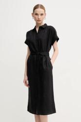 Tommy Hilfiger rochie din in culoarea negru, midi, evazată, WW0WW44653 PPYA-SUD1K2_99X (WW0WW44653)