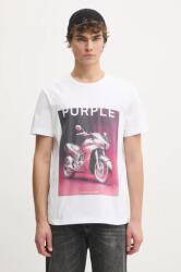 Purple Brand tricou din bumbac CLEAN JERSEY SS TEE barbati, culoarea alb, cu imprimeu, P109-CBAC125 PPYA-TSM0KH_00X (P109.CBAC125)