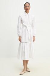 ANSWEAR rochie din bumbac culoarea alb, midi, evazată BBYA-SUD08E_00X (sunny..FKK)