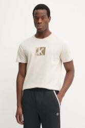 Calvin Klein Jeans tricou din bumbac bărbați, culoarea bej, cu imprimeu, J30J327077 PPYA-TSM04B_08X (J30J327077)