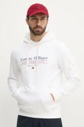 Tommy Hilfiger hanorac de bumbac barbati, culoarea alb, cu glugă, cu imprimeu, MW0MW38672 PPYA-BLM0Y3_00X (MW0MW38672)