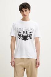 HUGO tricou din bumbac barbati, culoarea alb, cu imprimeu, 50538257 PPYA-TSM17S_00X (50538257)