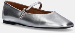 Calvin Klein balerini de piele MARY JANE BALLERINA - MET culoarea argintiu, HW0HW02269 PPYA-OBD0PT_SLV (HW0HW02269)