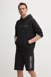 Calvin Klein hanorac de bumbac barbati, culoarea negru, cu glugă, cu imprimeu, K10K114257 PPYA-BLM0RY_99X (K10K114257)