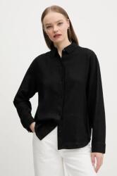 Abercrombie & Fitch camasa de in femei, culoarea negru, cu guler clasic, relaxed, KI140-5554 PPYA-KDD0LG_99X (KI140.5554.900)