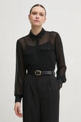 DKNY cămașă femei, culoarea negru, cu guler clasic, regular, P51MGJ39 PPYA-KDD0H1_99X (P51MGJ39)