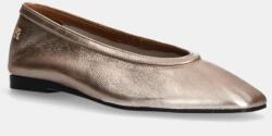 Tommy Hilfiger balerini de piele SOFT METAL LTHR BALLERINA NO BOW culoarea auriu, FW0FW08601 PPYA-OBD13R_GLD (FW0FW08601)