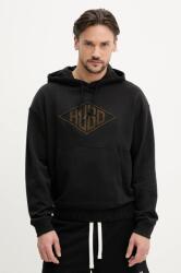 HUGO BOSS hanorac de bumbac barbati, culoarea negru, cu glugă, cu imprimeu, 50534947 PPYA-BLM0OB_99X (50534947)