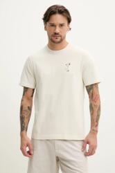 Abercrombie & Fitch tricou din bumbac barbati, culoarea bej, cu imprimeu, KI123-5001 PPYA-TSM1SG_01X (KI123.5001.101)