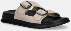 Tommy Hilfiger papuci din piele D DENSITY HILFIGER SDE SAND barbati, culoarea bej, FM0FM05413 PPYA-OBM0I1_12X (FM0FM05413)