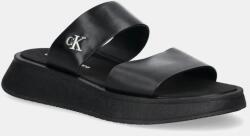 Calvin Klein Jeans papuci SANDAL SLIDE DOUBLE STRAP femei, culoarea negru, cu platforma, YW0YW01694 PPYA-OBD167_99X (YW0YW01694)