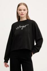 HUGO BOSS hanorac de bumbac femei, culoarea negru, cu imprimeu, 50534271 PPYA-BLD024_99A (50534271)